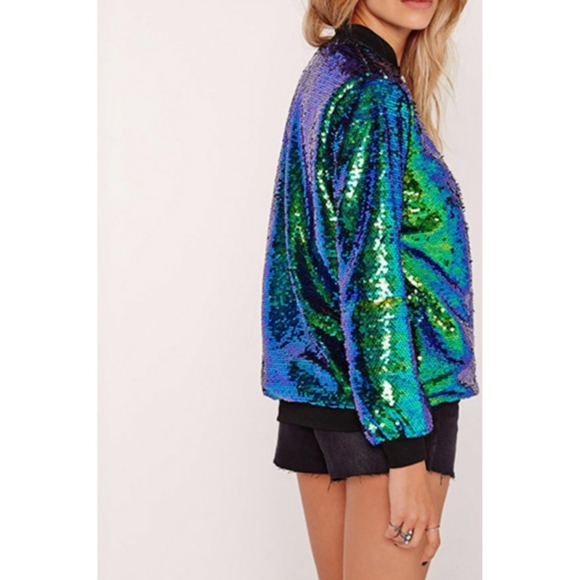 Sequin Bomber Jacket NWT - Picture 5 of 8